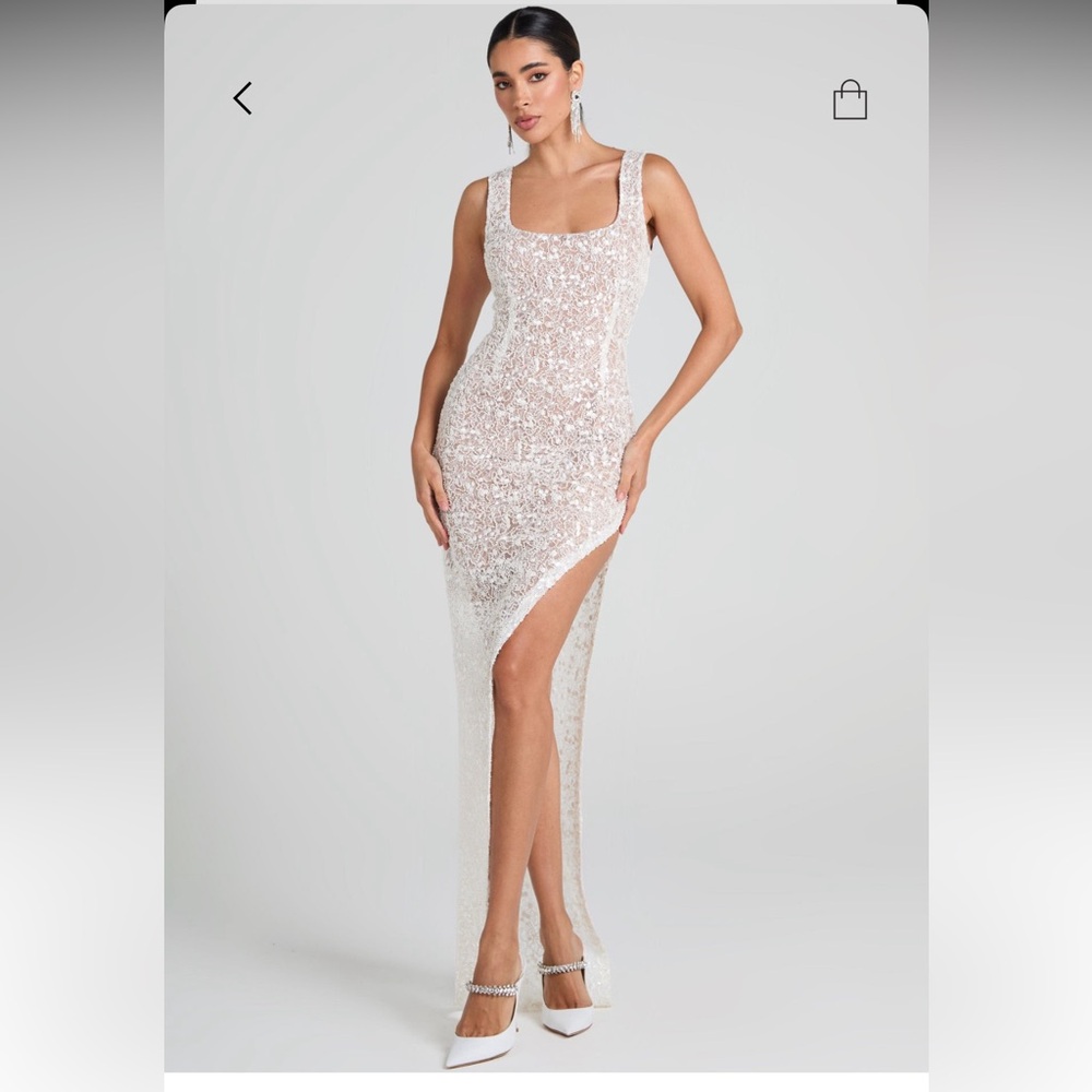 NEW- NADINE MERABI White Sequin Maxi Dress (Louisa Dress)